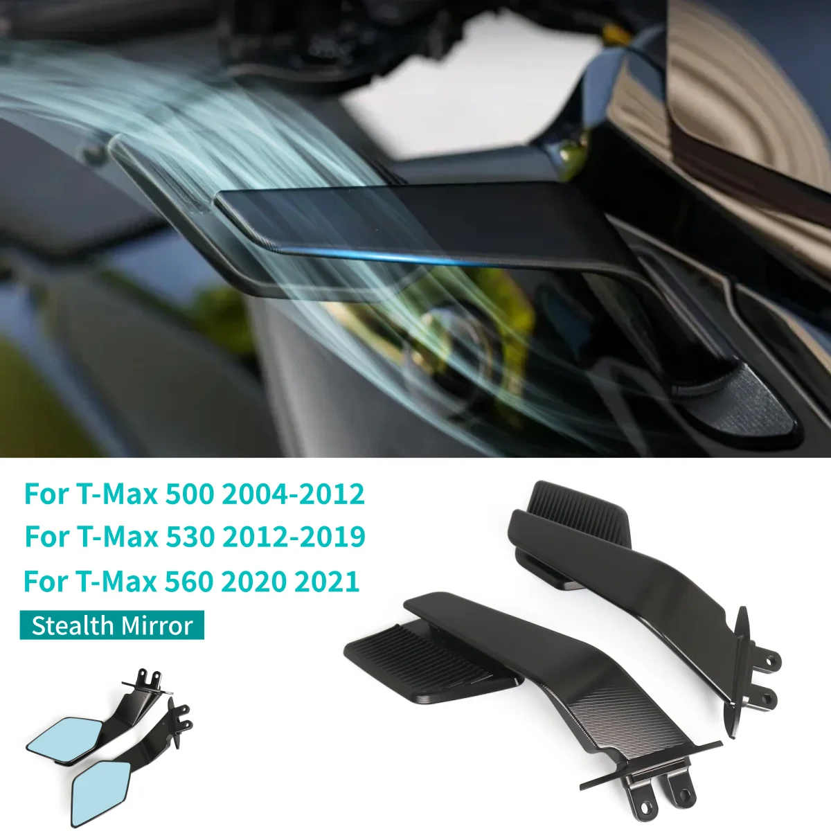 

Motorcycle Fixed Wind Wing Rearview Mirror For Yamaha TMAX 530 Tmax 500 T-MAX 560 TMAX530 T-Max560 Aluminum Stealth Max Mirrors