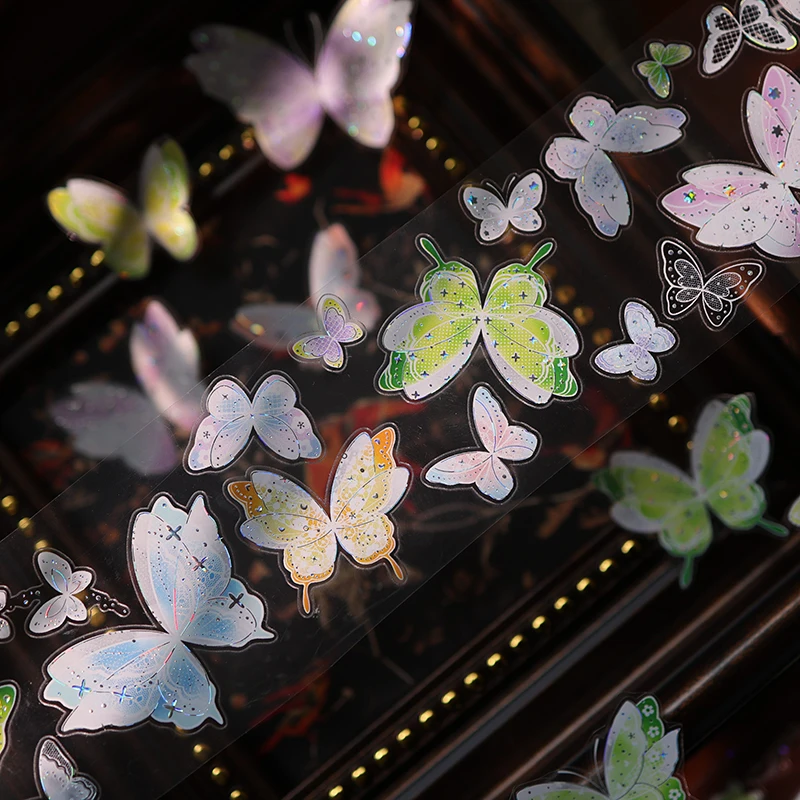 55mm*5m Vintage Colorful Butterfly Landscape PET Tape Creative DIY Journal Material Collage Scrapbooking Stationery