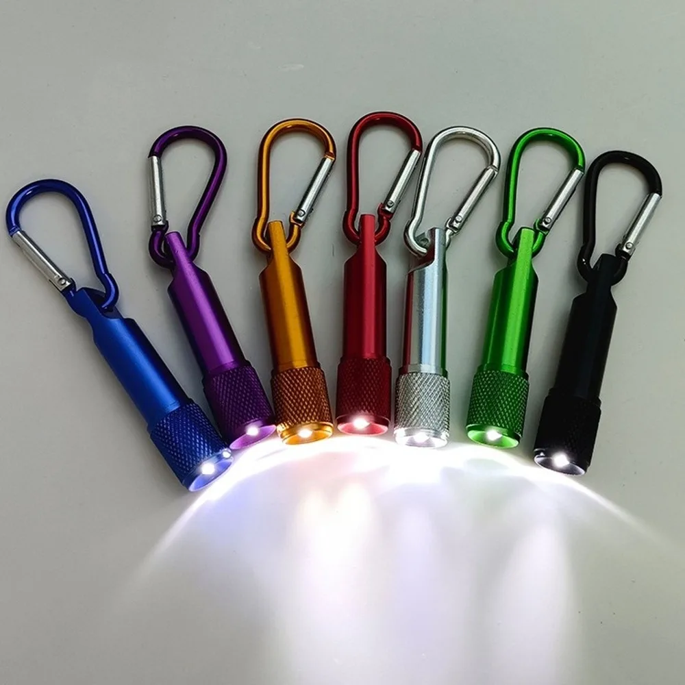 Super Bright Mini Torch with Carabiner Battery Powered Keychain Pendant Light Aluminum Body Small LED Flashlight Camping Use