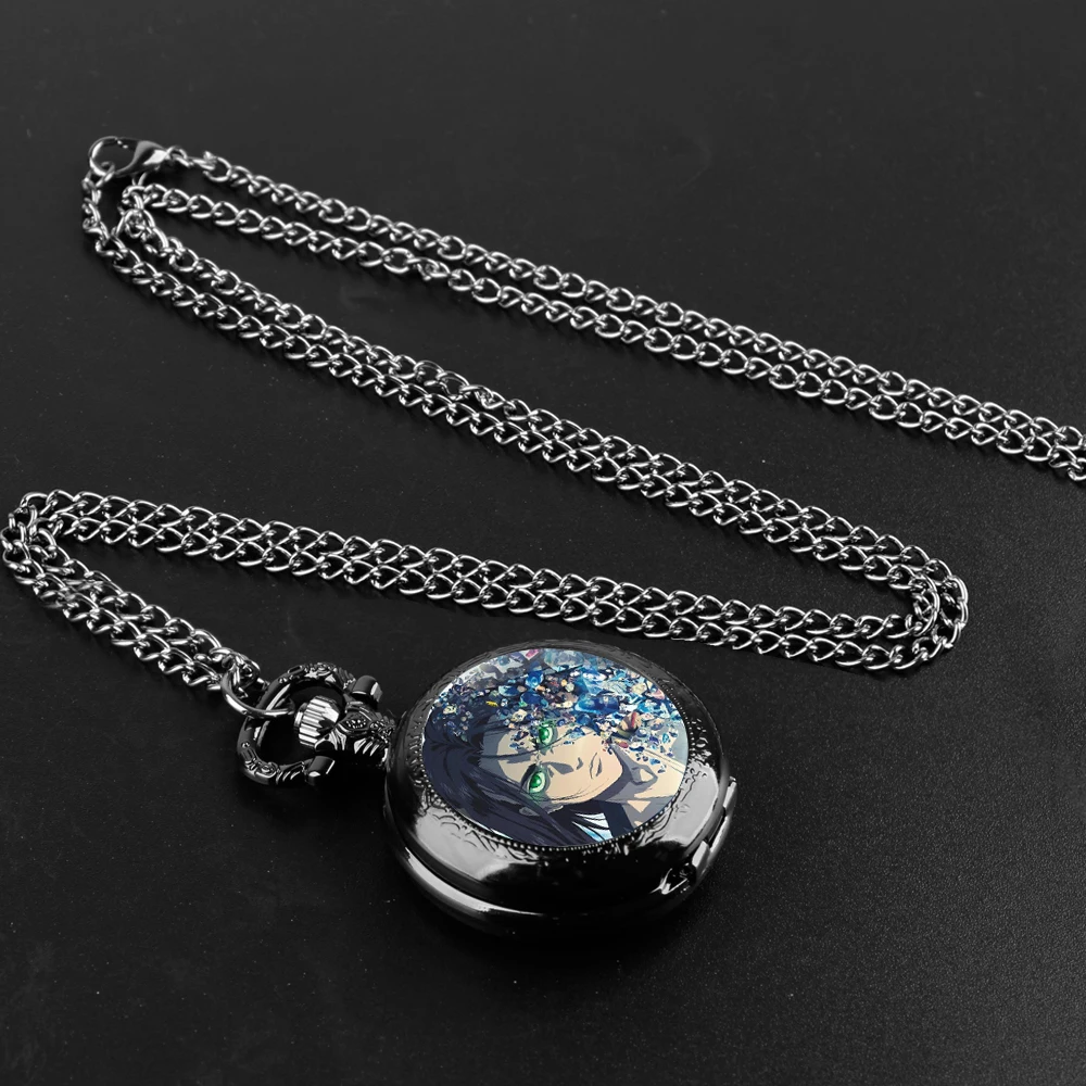 Reloj de bolsillo de Anime Vintage para hombres y mujeres, reloj de pulsera de cuarzo con cúpula de cristal de ataque Tian, cadena FOB, colgante, collar, regalo