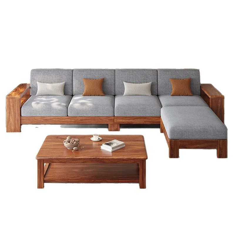 Walnut solid wood sofa popular combination small apartment winter and summer sofa in living room