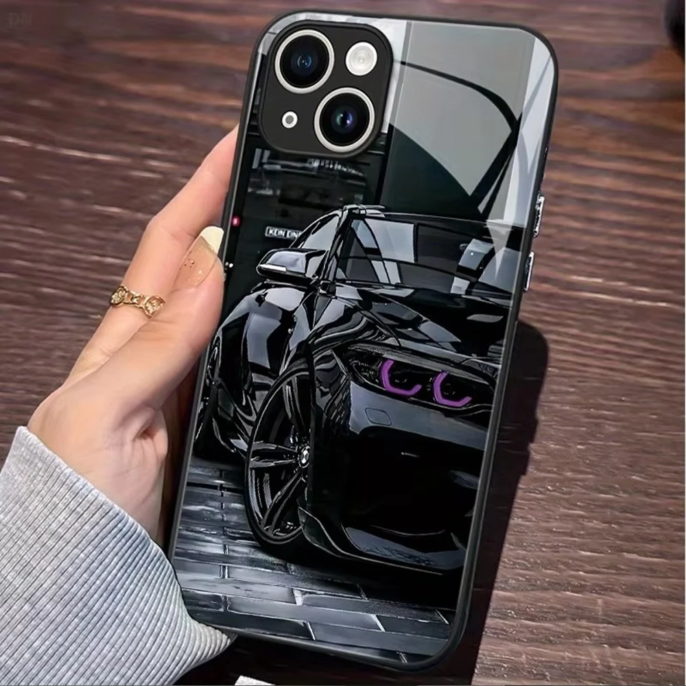 Black Car Purple Light Phone Case for OPPO Realme 16 15T P3 5 8 8i 9i 10 11 14 15 Pro Plus C21Y C35 C53 C55 Ultra 5G Glass Frame
