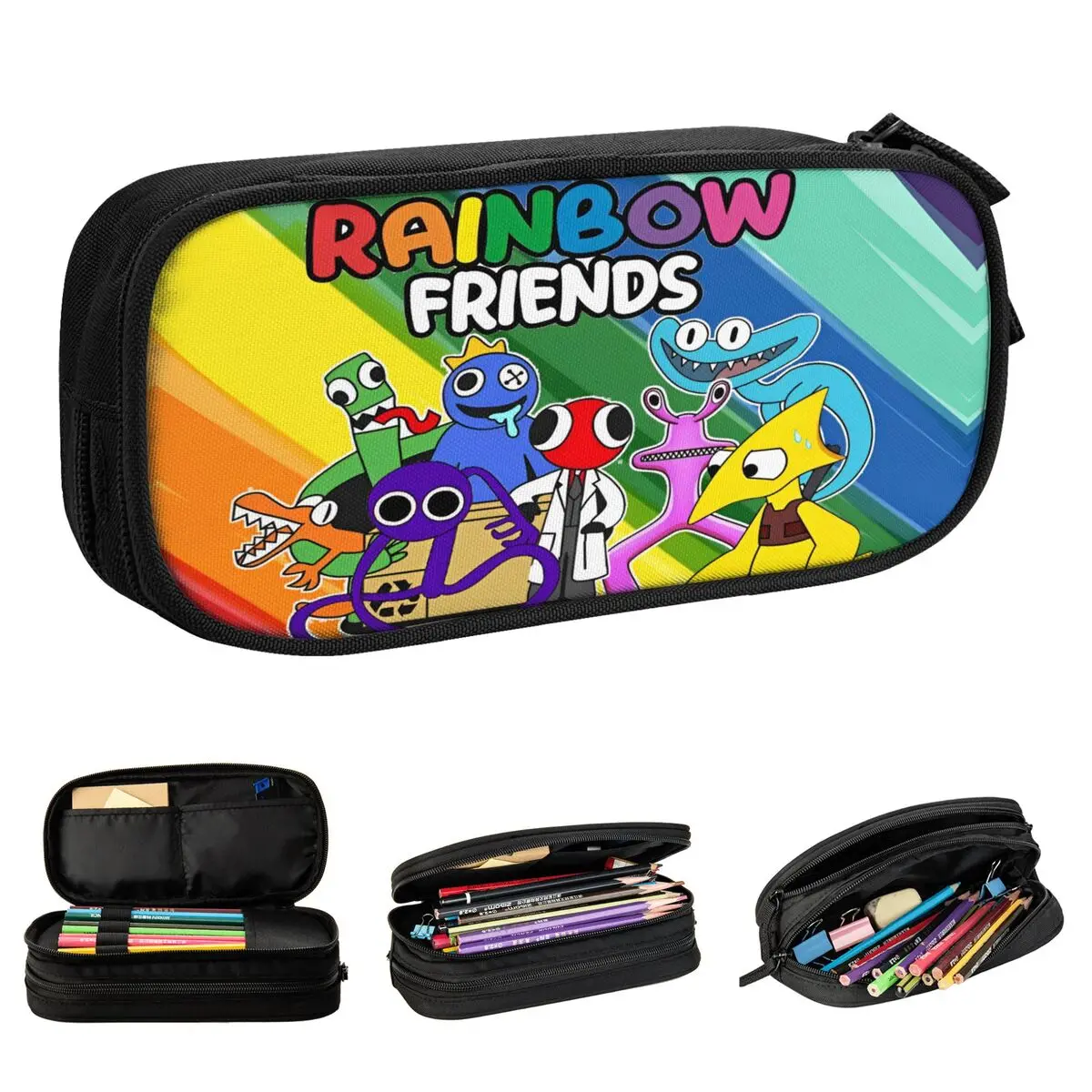 Fashion Rainbows Friend Play Pencil Cases Cartoon Game Pencilcases Pen Kids Large Storage Bags School Supplies Gifts Stationery