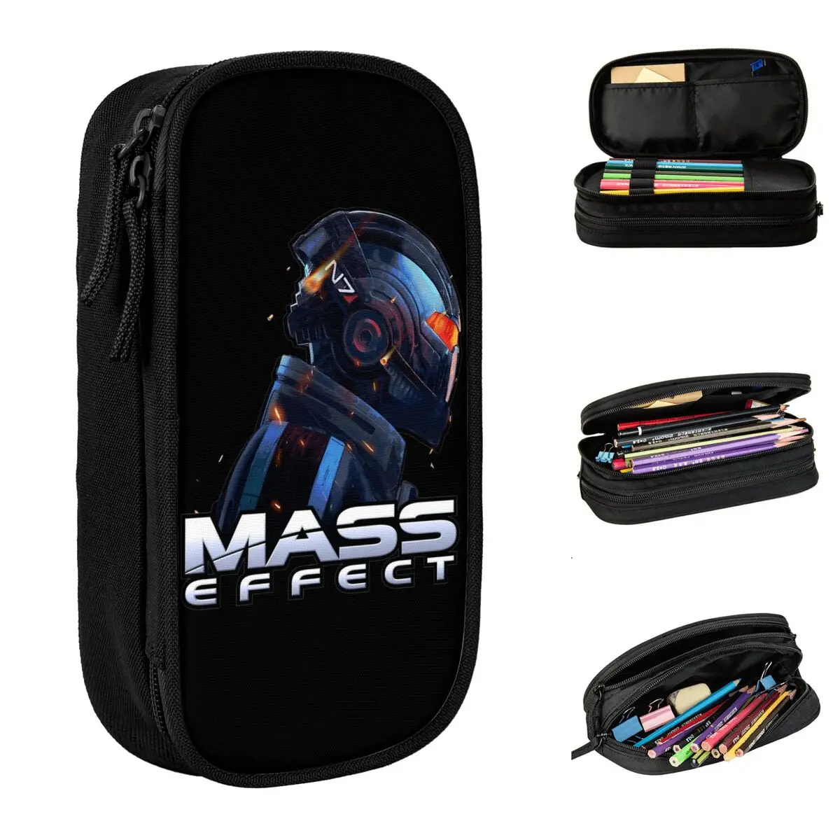 Mass Effect N7 Logo Pencil Cases New Pen Holder Bags Student Big Capacity Students School Gift Pencil Box