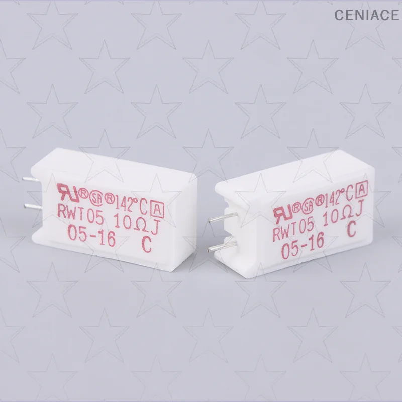 Bundle of 2, Cement Resistance RWT05 5W 6.8ΩJ, Heat Protection at 142℃