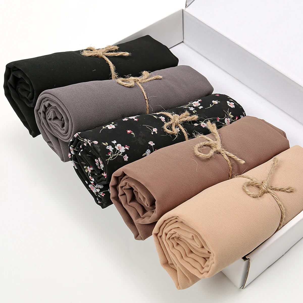 5 pz/set sciarpa in Chiffon di perle per le donne Hotsale scialle Hijab femminile tutto-fiammifero fascia stole Lady Birthday Gigt Set