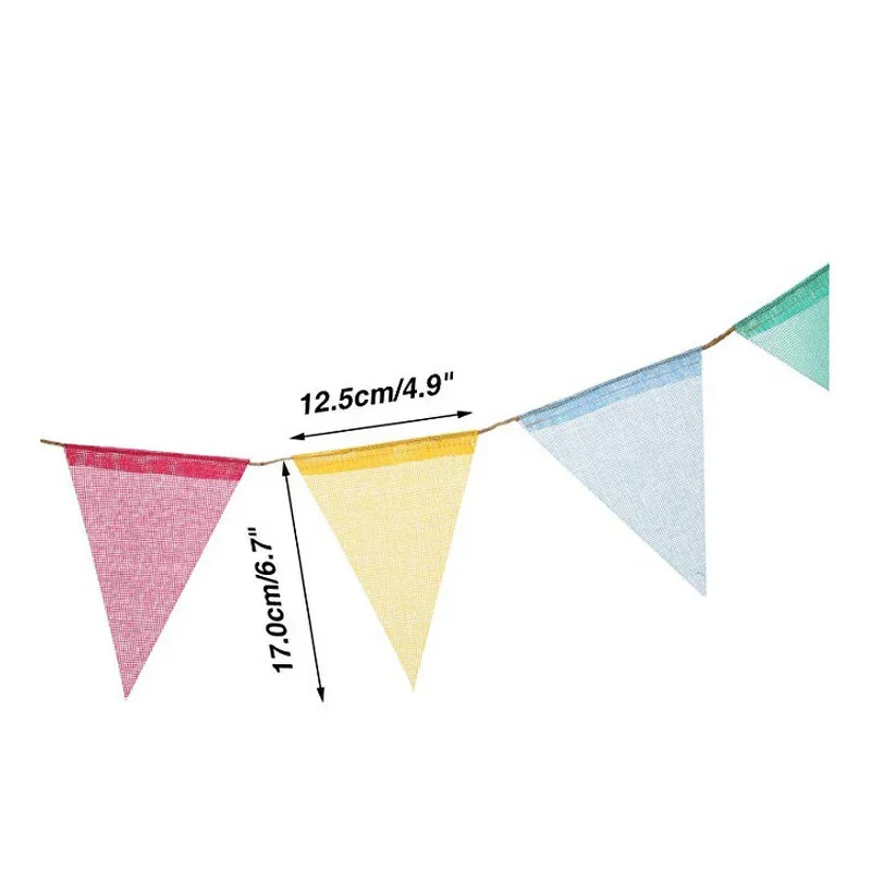 Banner Flags Multicolor Burlap Bunting Triangle Rainbow Garland Pennants for Outdoor Classroom Hanging Birthday Party Decoration