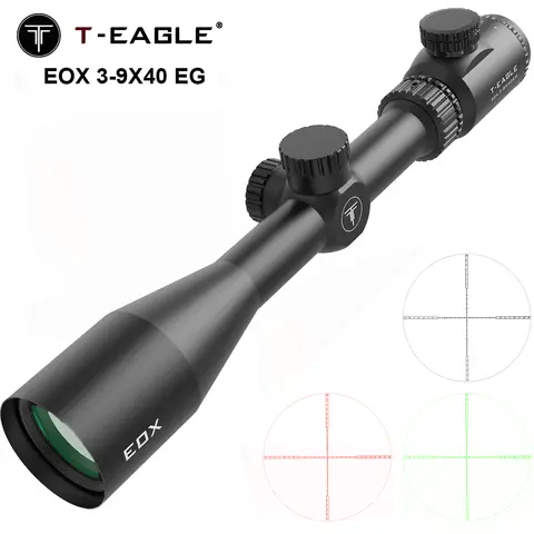 3-9x40EG Hunting Riflescope Optical Scope Red Green Illuminated Optical with 11mm/20mm Mount for Tactical Airsoft Rifle Scopes