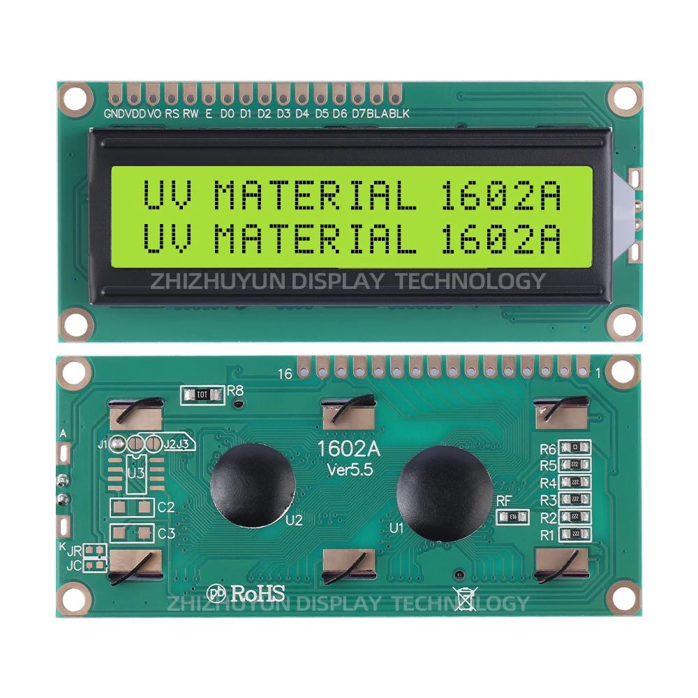 Pantalla LCD de Material UV LCM, 1602A, luz verde esmeralda, letra negra, LCD16X2A, módulo puntual, 16x2, 16x2, 1602