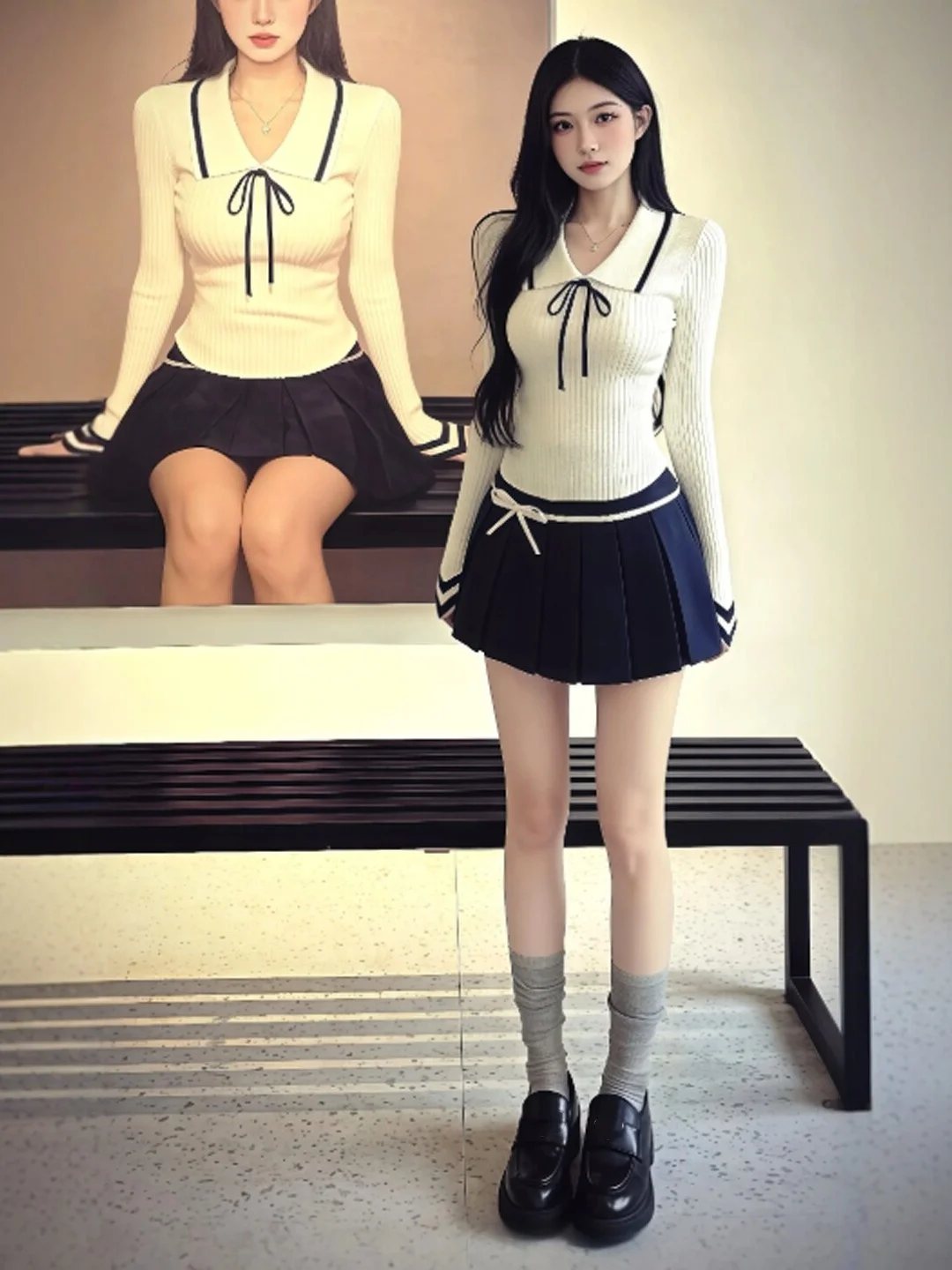 

Комплект из двух предметов: мягкий вязаный топ и юбка в корейском стиле, весна 2026, модная повседневная одежда, с хлопковой подкладкой, с завышенной талией