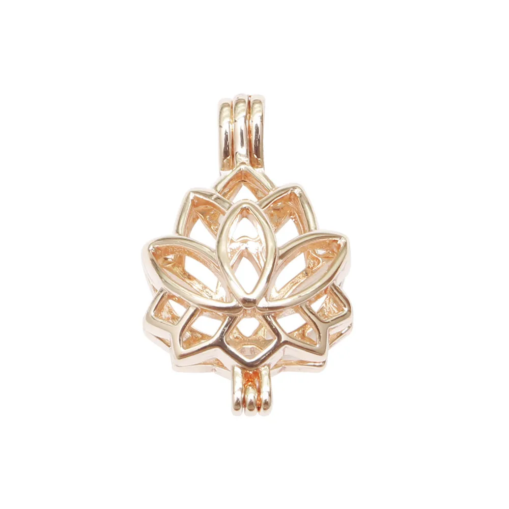 10pc Colourful Pearl Cage Locket Pendants Vintage Aromatherapy Lotus Essential Oil Diffuser Necklace Charms For DIY Jewelry