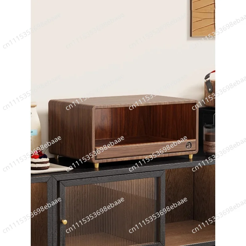 Solid Wood Countertop Coffee Machine Stand, Kitchen Cup Storage Rack, Microwave Spice Shelf Organizer for Table