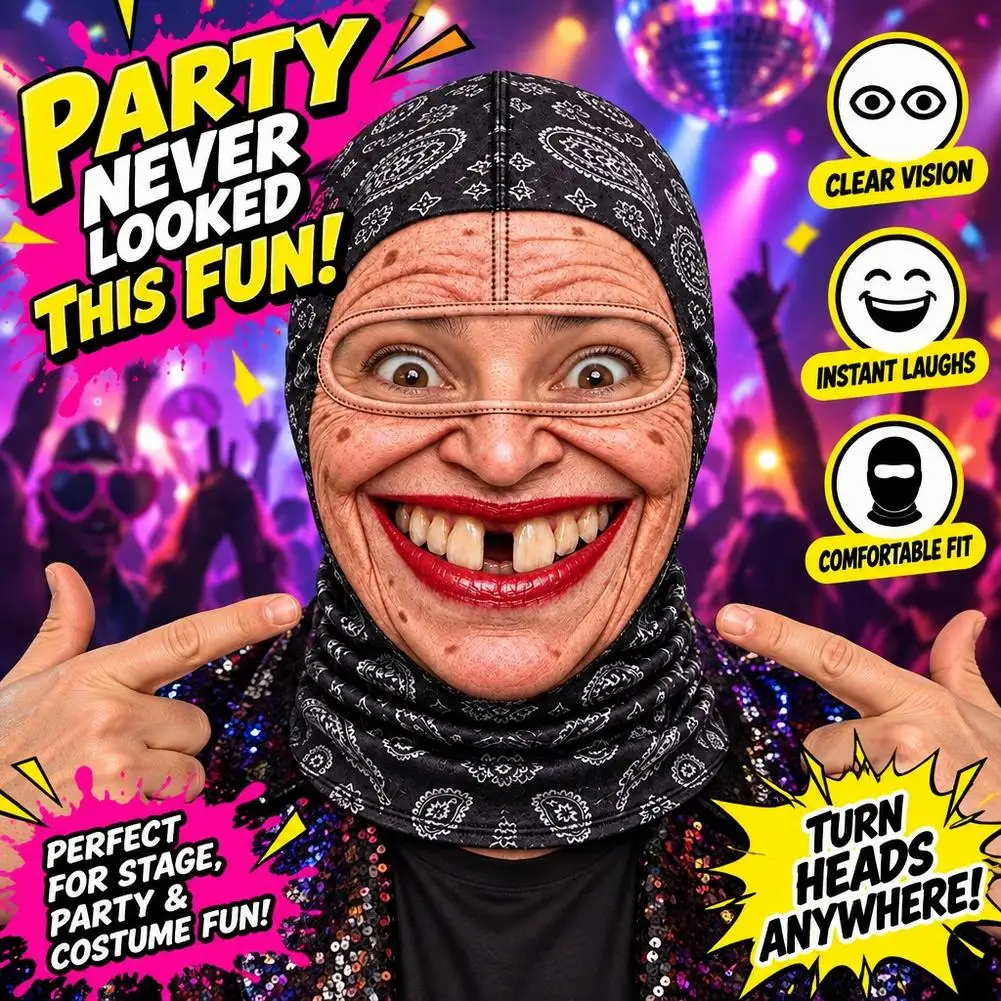 Funny Expression Balaclava Mask Paisley Bandana Printed Full Face Mask Breathable Party Costume Halloween Prank Headwear