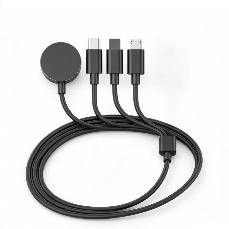 4-in-1 PD Input Magnetic Watch Charging Cable Multi Port Charger Wire Compatible with Smart Watch, Type-C Micro USB Smartphone