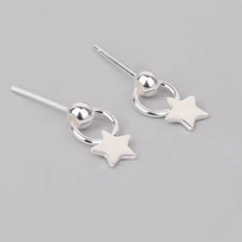 925 Sterling Silver Circular Stud Earrings Fashionable Simple Geometric Design Gift for Girls Elegant Earrings for Women