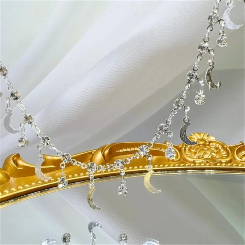 New Gold Color Plated CZ Crystal Moon Beads Link Chains DIY Jewelry Making Necklace Tassel Chain Craft Garment Accessories