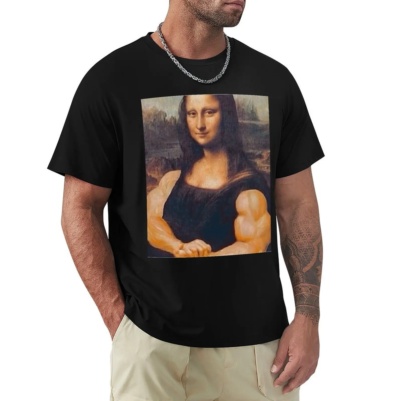 

The Mona Lisa with muscles Classic T Shirt T-Shirt Light Athletic Short Sleeve Tee Shirt