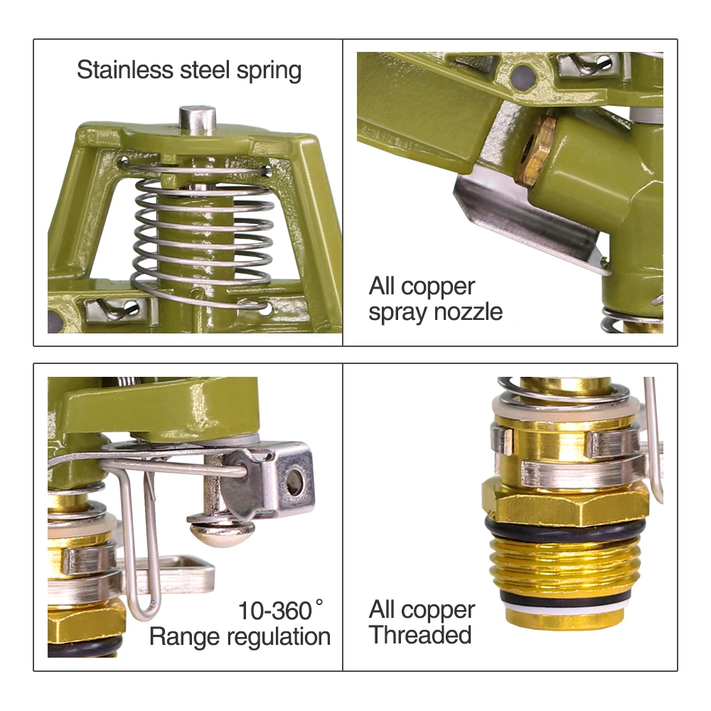 1PC 360 ° zraszacz pulsacyjny ze stopu cynku na trawnik ogrodowy regulowany automatyczny opryskiwacz obrotowy do nawadniania w szklarni trawiastych