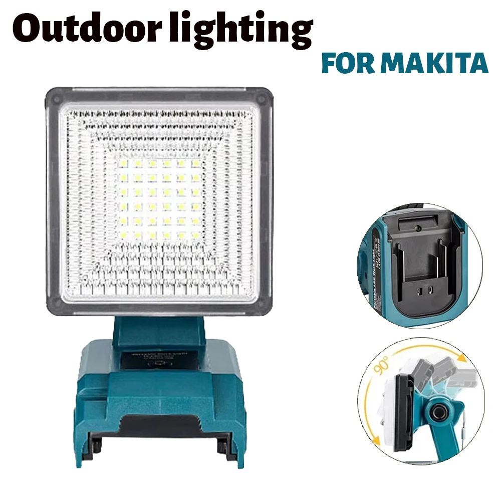 For Makita 18V Li-ion Battery LED Work Light Flashlight Portable Emergency Flood Lamp Camping Lamp With USB &Type-C Ports