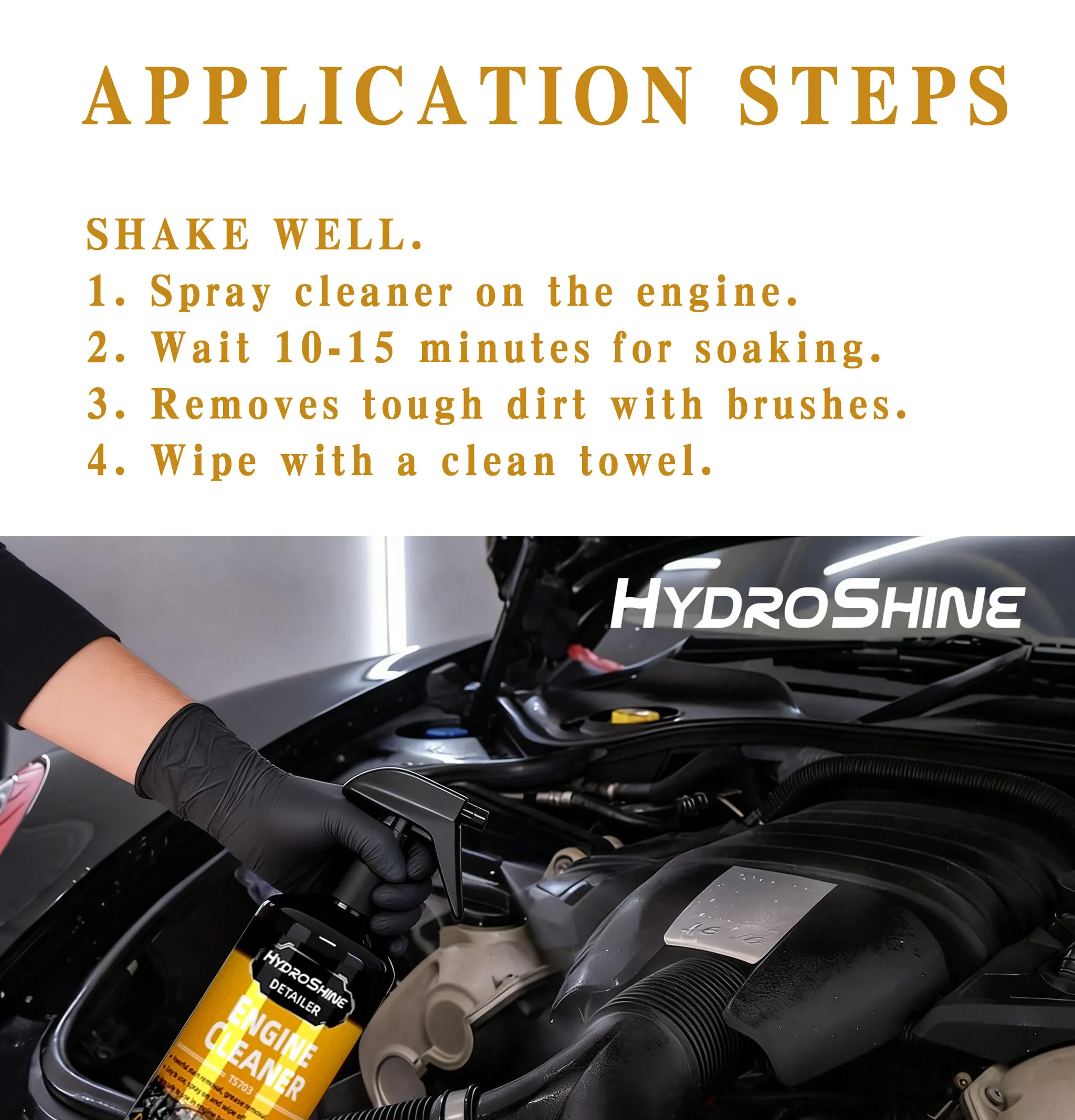 Hydroshine Motorraum-Reiniger Kraftvolle Dekontamination für Auto-Motorraum-Reinigungswerkzeug Schweröl- und Staubreinigungsspray – Detail 9