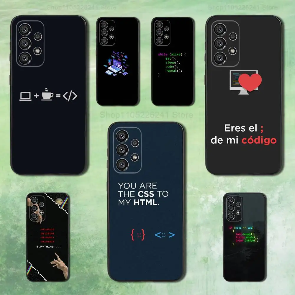 

Digital Art Java Programming Phone Case For Samsung Galaxy A73,31,32,72,41,53,52,71,22,5G,Note,J7,8,9 Soft Black Silicone Cover