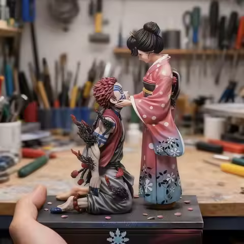 27cm Anime Demon Slayer Akaza Koyuki Action Figures PVC Statue Desktop Ornamen Collection Statue Model Decoration Toys Boys Gift