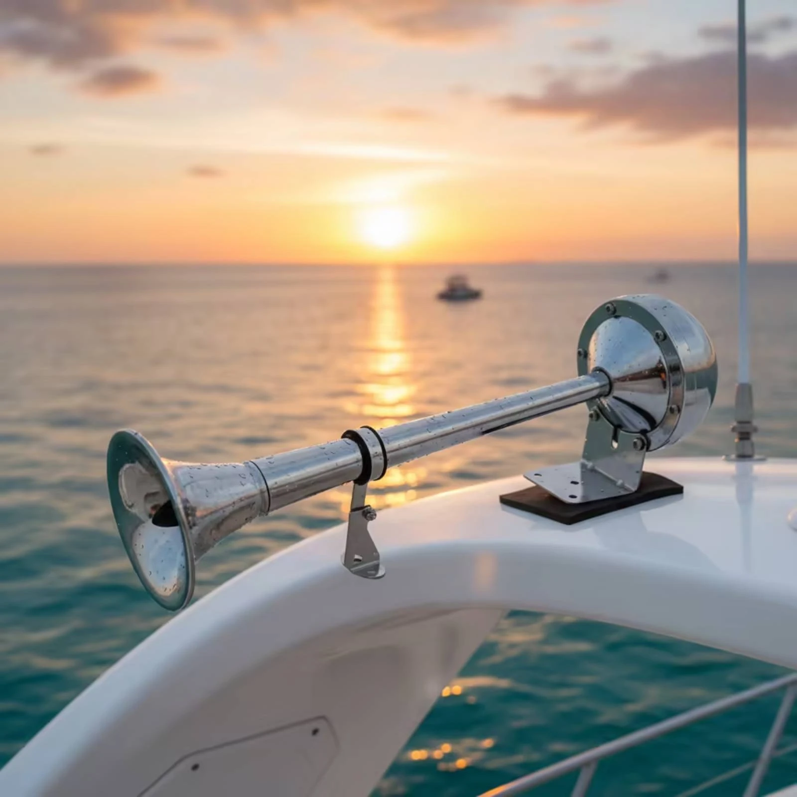 Single Trumpet Electric Signal Device Loud Electric Signal Device with Mounting Bracket Rustproof Polished for Boat Owners