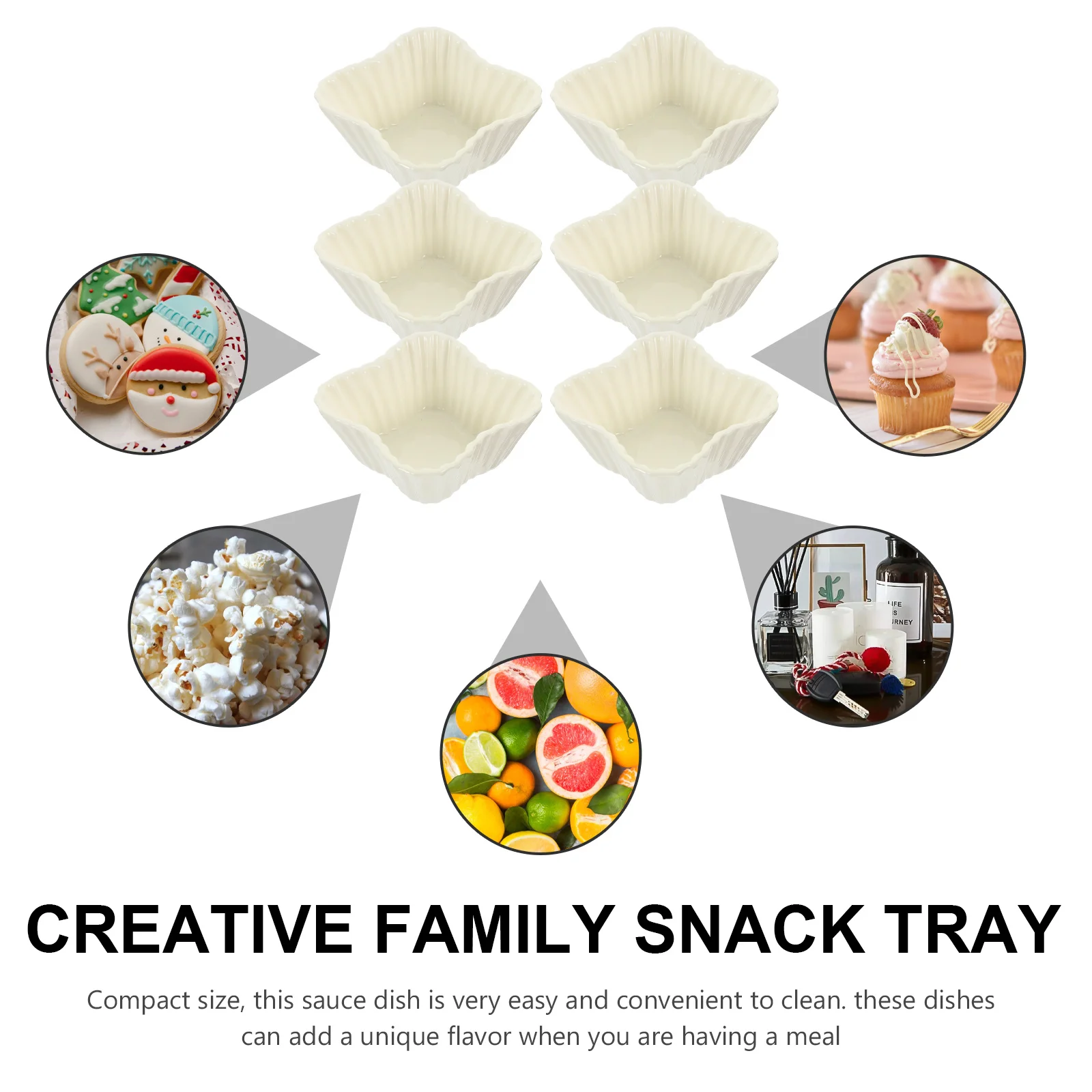 

6 Pcs Clear Plates Small Sauce Dish Ceramic Dip Bowls Serving Dishes Condiment Dipping