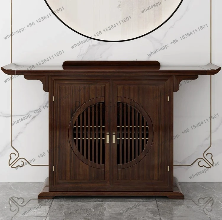 

new Chinese-style entrance ebony wood living room against the wall light luxury solid wood entrance cabinet