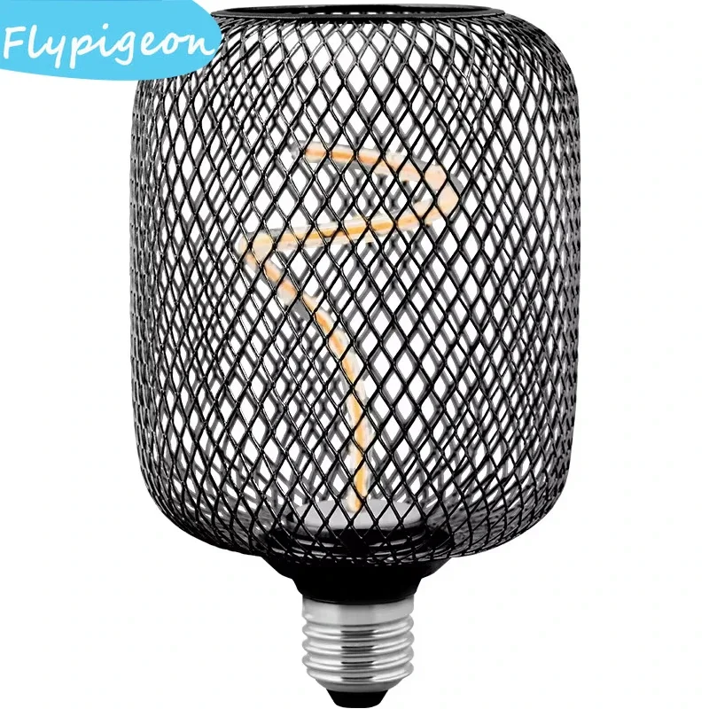 الشمال الفاخرة مصباح ليد لمبة E27 المسمار الحديد المطاوع غطاء شبكي قفص معدني مصباح لبار الطعام إضاءة ديكوريّة المنزل #4