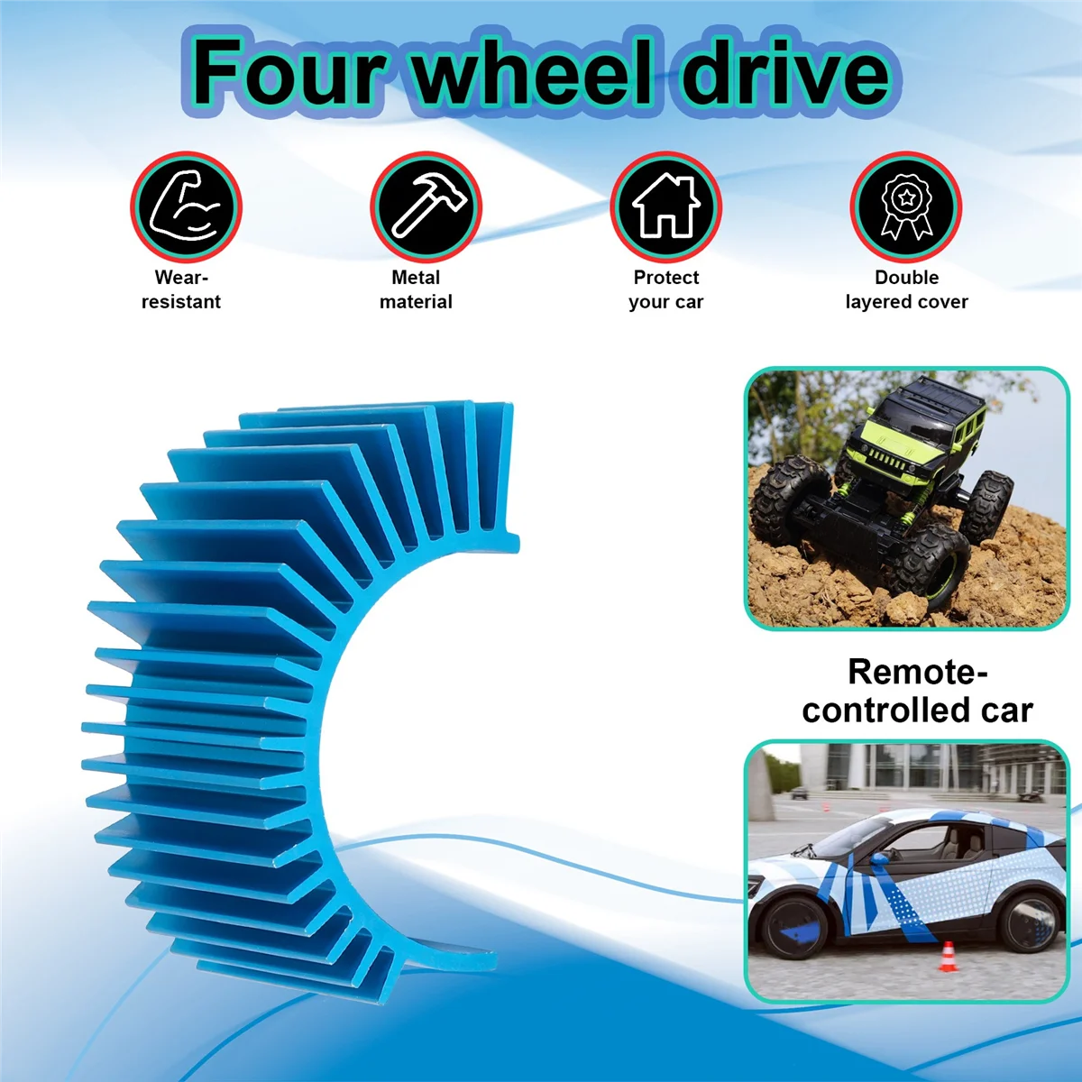 Radiador del motor de los recambios 540 550 del coche de control remoto para Wltoys 12428 12423 A959-B A969-B A979-B A929-B azul