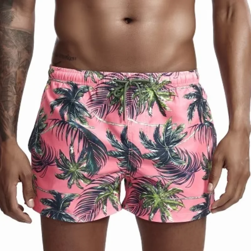 Striped Pattern Beach Shorts for Men Quick-Dry Drawstring Waist Comfortable Casual Shorts for Seaside Pool Vacation Lightweight
