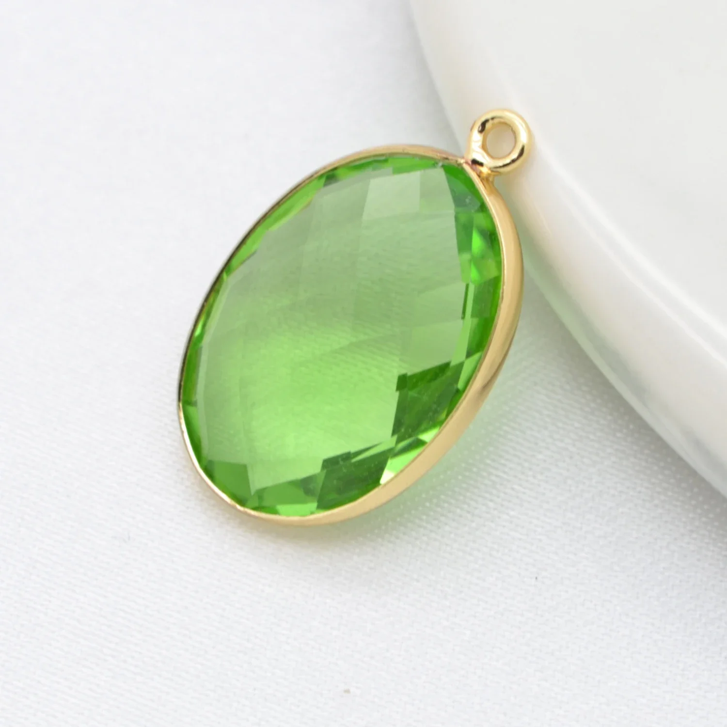 12 Pcs Pendant for DIY Earrings Necklace Jewelry Making Accessories Copper Edging Oval Pendant Glass Crystal Material Charm Part