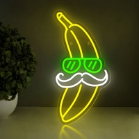 Cute Banana Gentleman Anime LED Neon Light Sign Acrylic Neon Sign USB Powered for Home Kids' Bedroom Gaming Room Wall Art Decor