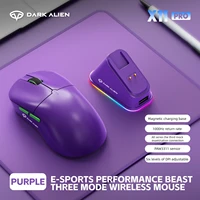 Ratón inalámbrico DARK ALIEN X11 Pro, ratón multimodo Bluetooth/2,4G/con cable, ratón para juegos con base de carga magnética PAW3311 RGB