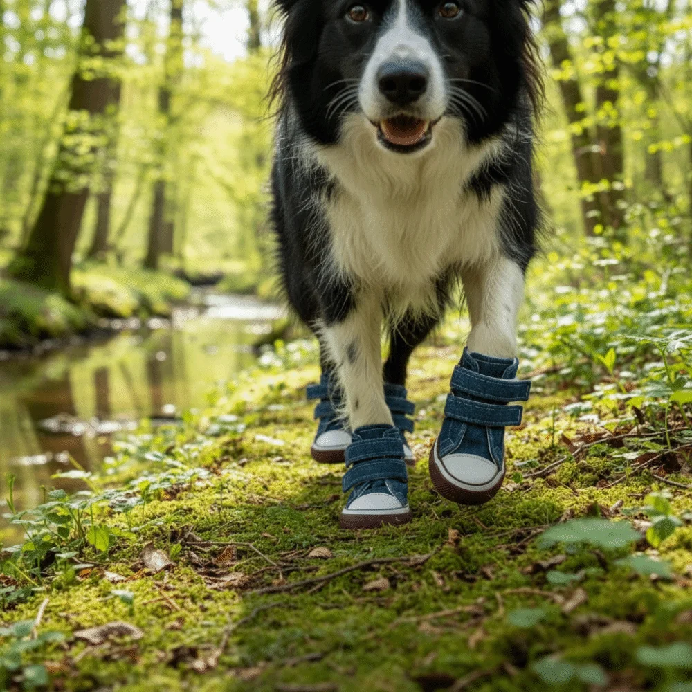 4pcs/set Adjustable Non-Slip Pet Shoes Wear-Resistant Rubber Soles Puppy Booties Breathable Pet Board Shoes Outdoor