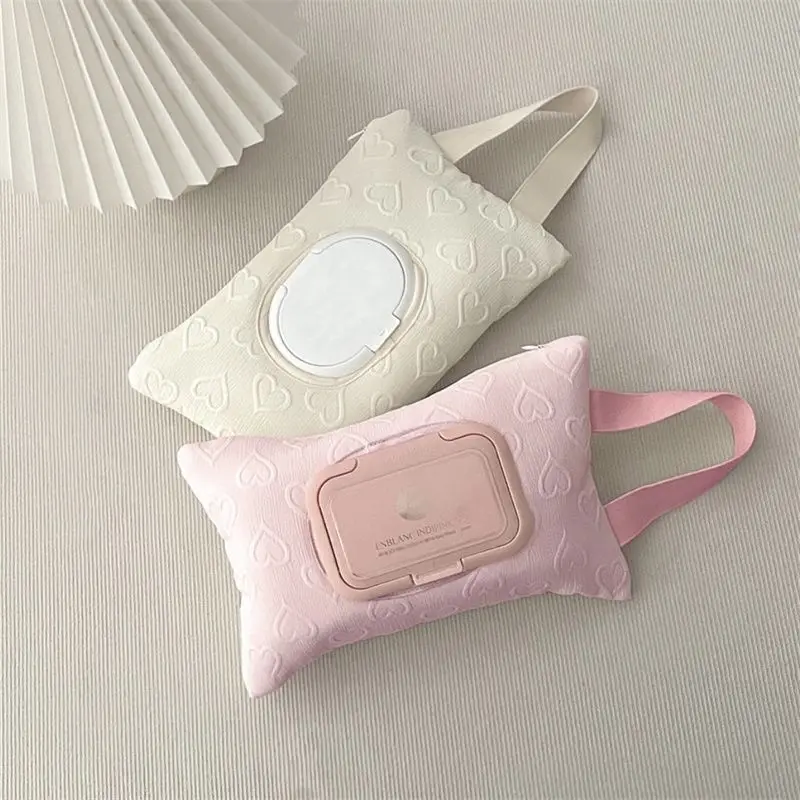 

Korean Style Car Tissue Box Holder, Simple Household Baby Diaper Wet Wipes Portable Pouch with Drawstring, Home Car Organizer