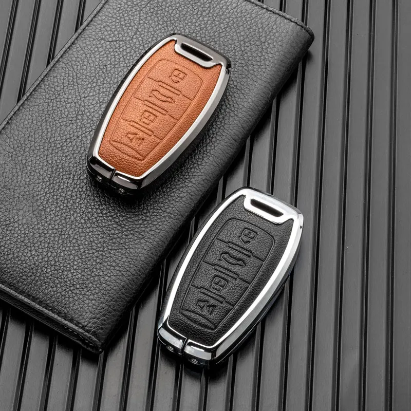 Alloy Leather Car Key Case Fob Shell for Great Wall Haval Key Cover H2 H6 H9 H4 H8 F5 F7 M6 F7x Chian Protecter Blue Waterproof