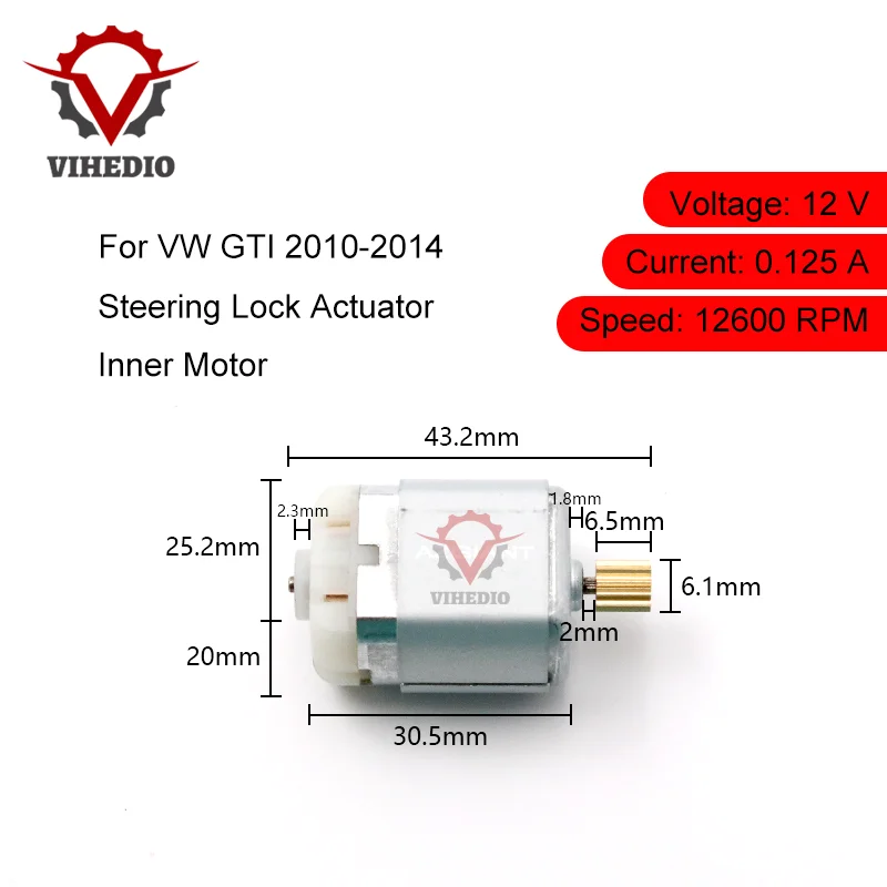 

Актуатор рулевого замка для VW GTI 2010-2014, внутренний двигатель OEM, 12 В сердечник, карбоновая щетка, замена мощности, высококачественный двигатель «сделай сам»