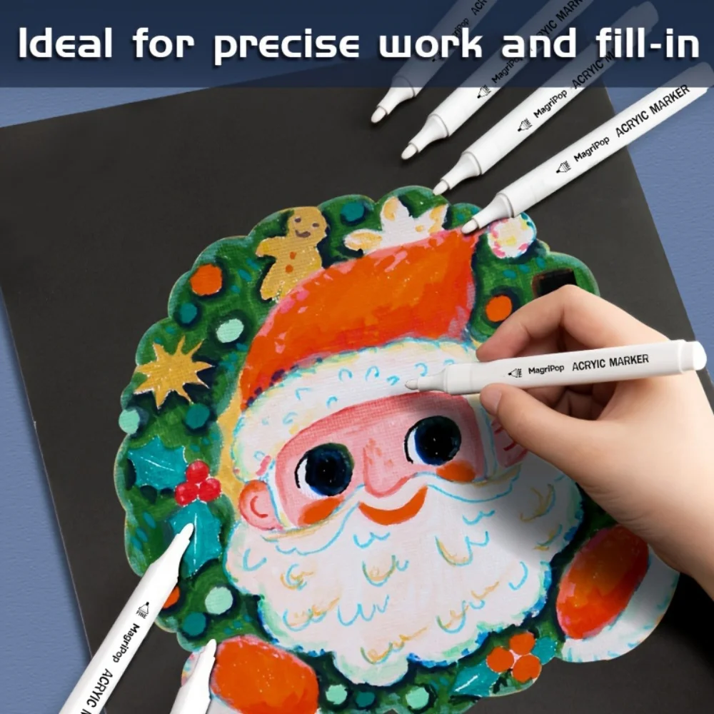 20/5/1pcs White Acrylic Marker,Permanent Pen Art Supplies for Black Paper Tire Plastic Stone Metal Painting for Artists Beginner image 3