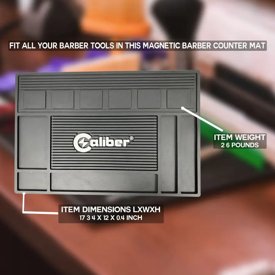 Tappetino 6 spazi magnetici per tagliacapelli Superficie antiscivolo resistente al calore Mantiene strumenti di barbiere e bellezza organizzati