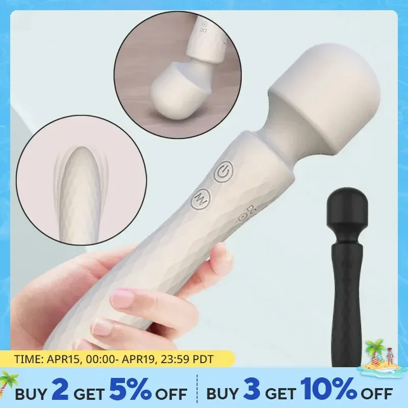 มอเตอร์คู่ที่มีประสิทธิภาพVibratorสําหรับผู้หญิงAV Magic Wand G SpotนวดClitorisกระตุ้น,10 โหมดการสั่นสะเทือนของเล่นสําหรับผู้ใหญ่