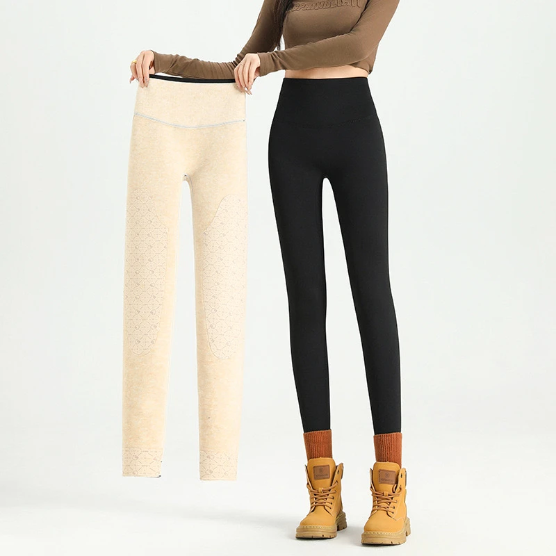 Wysokie w pasie spodnie do jogi z podszewką z polaru, modelujące sylwetkę, zimowe spodnie modelujące pośladki, warstwa bazowa damska...