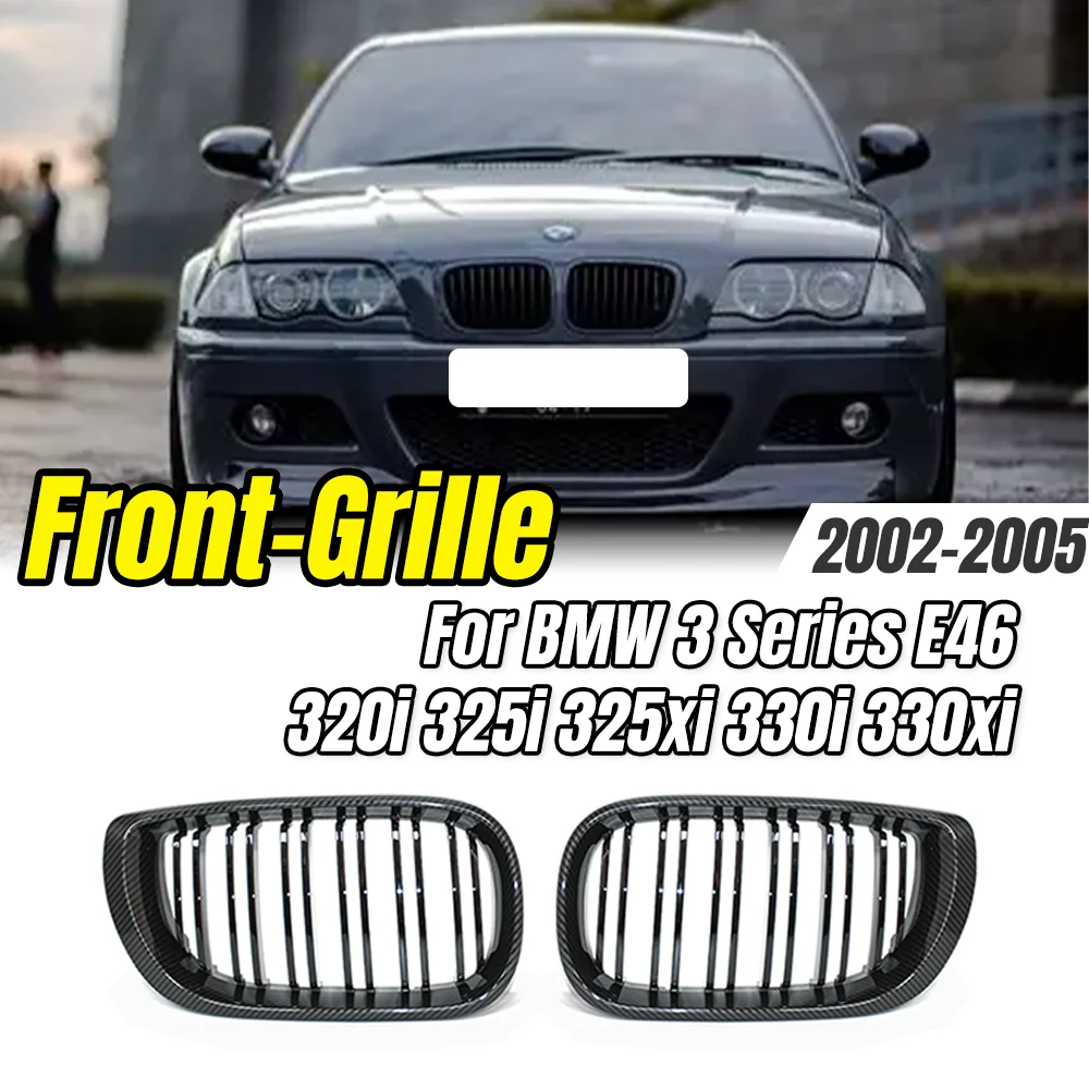 For BMW 3 Series E46 4D 320i 325i 325Xi 330i 330Xi 2002-2005 Racing Grille,Gloss Single Line Style Front Kidney Racing Grilles.