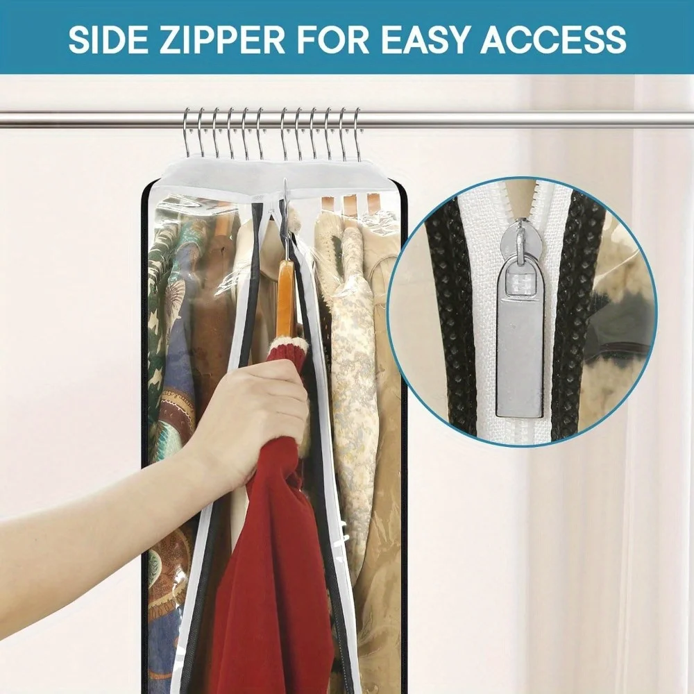 

3 шт. 10-дюймовые сумки для одежды со вставками, прозрачные водонепроницаемые чехлы для костюмов для хранения, подвесная молния, защита одежды, подвесная организация