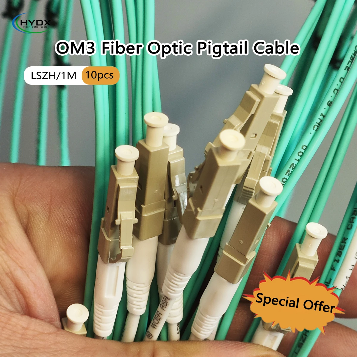 

10pcs Fiber Optic Pigtail OM3 LC/UPC 50/125μm 1M LSZH Indoor FTTH 2.0mm Multi-Mode Optic Cable Patch Cord Fiber Optic