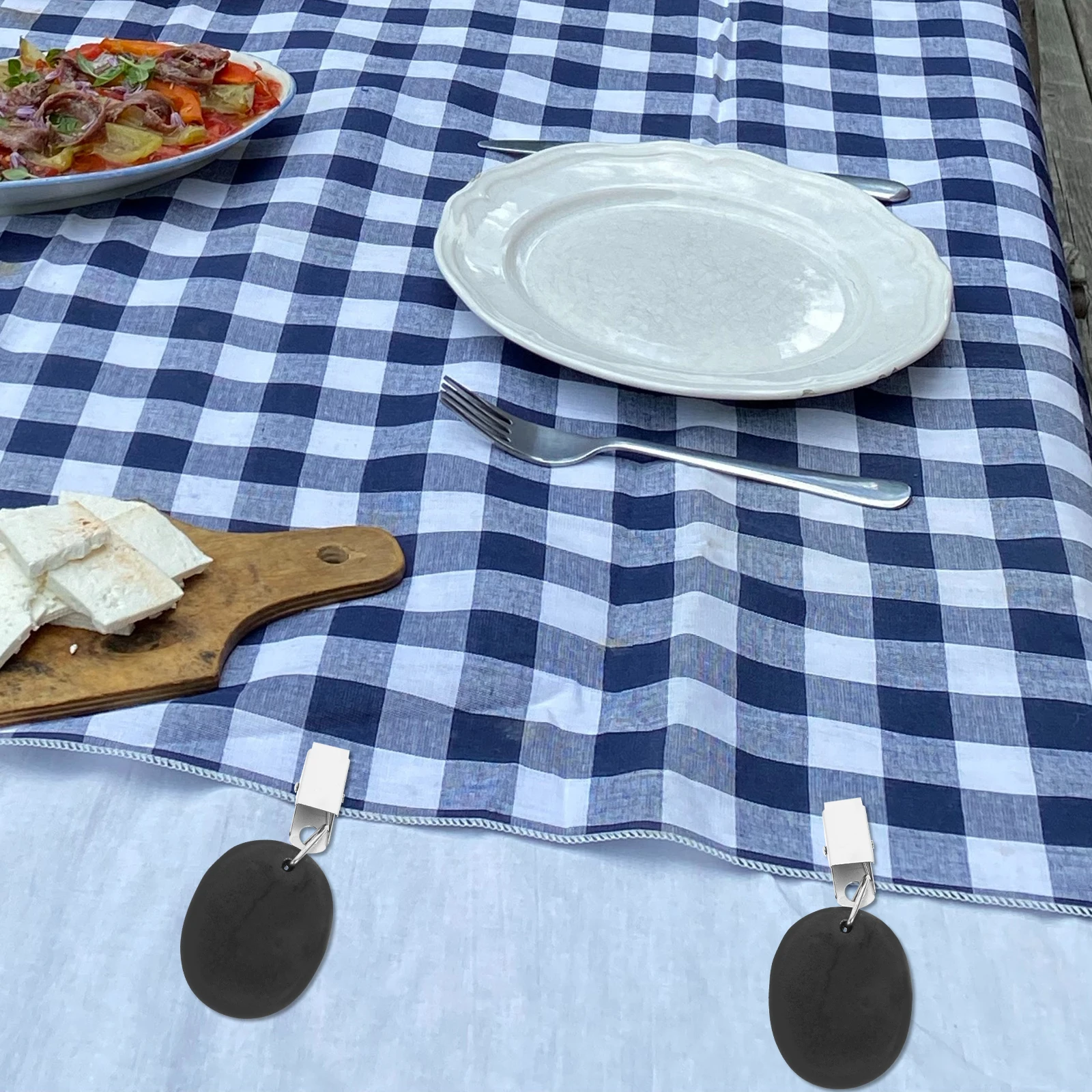 

4pcs Black Marble Tablecloth Clips Weights Iron Material Camping Supplies Outdoor Picnic Windproof Dining Room Decor Kitchen