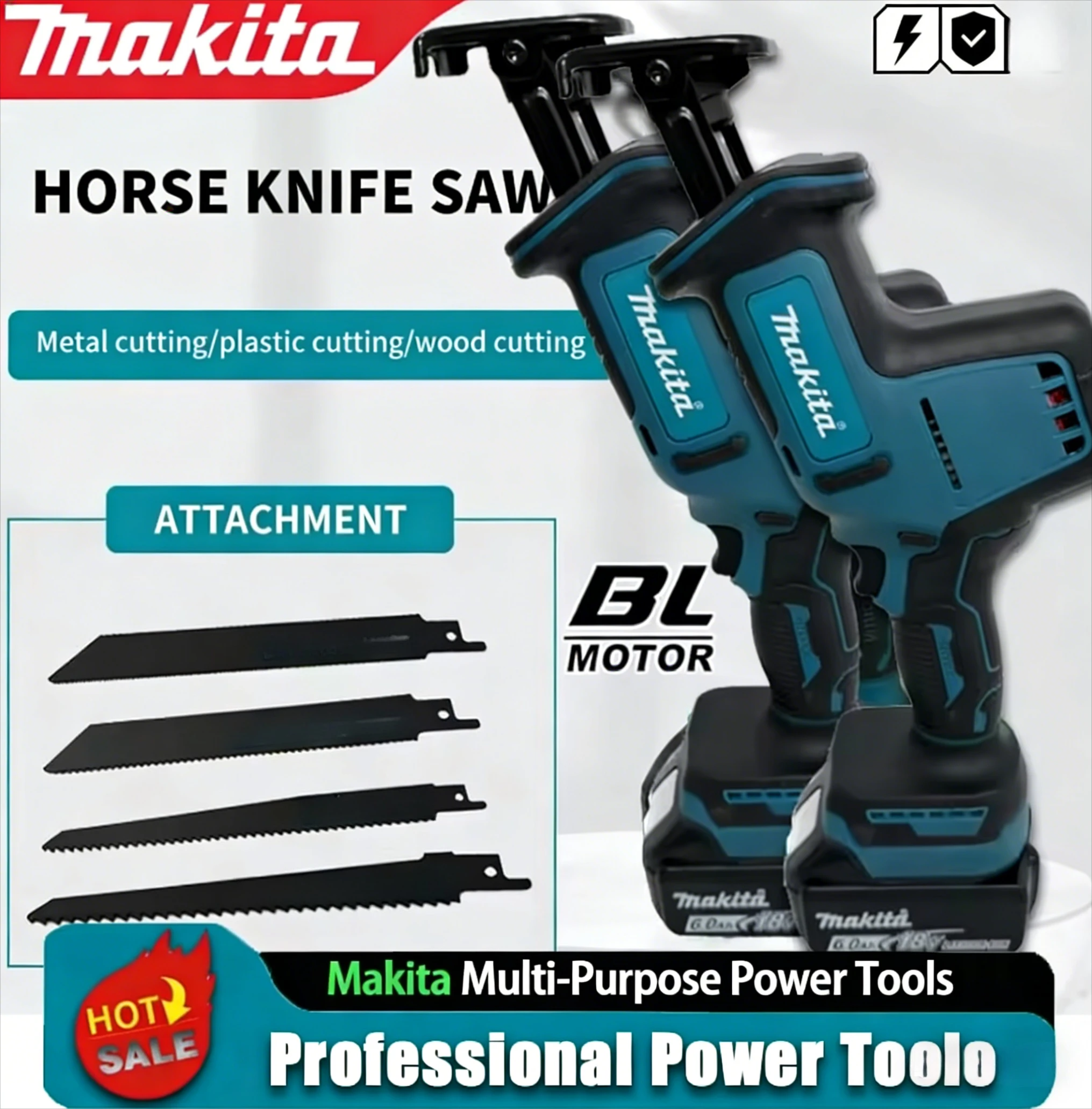 

Аккумуляторная бесщеточная сабельная пила Makita с регулировкой скорости для резки металла и дерева, электроинструмент для аккумулятора 18В