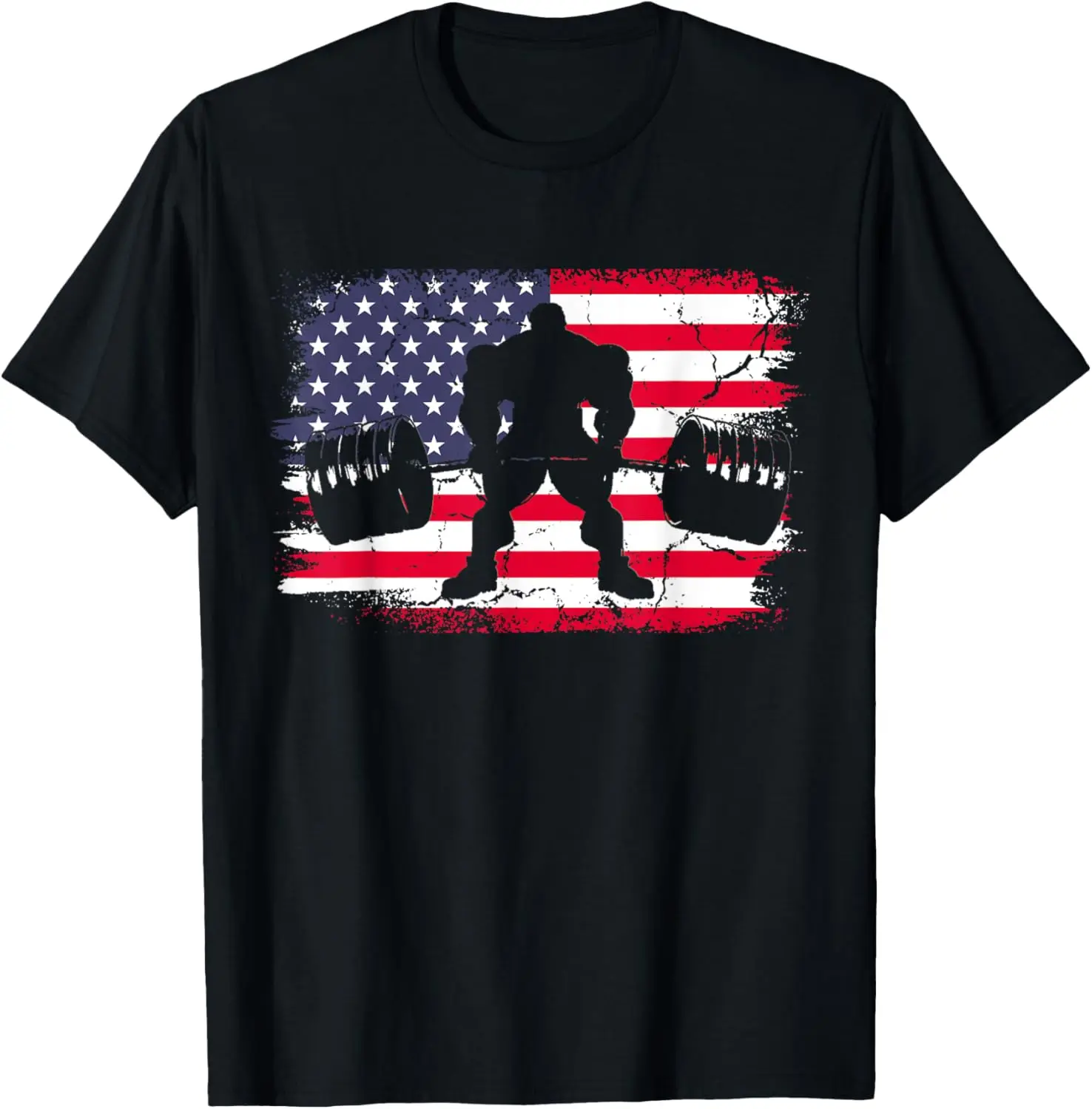 Gym Deadlift Powerlift With USA American Flag T-Shirt
