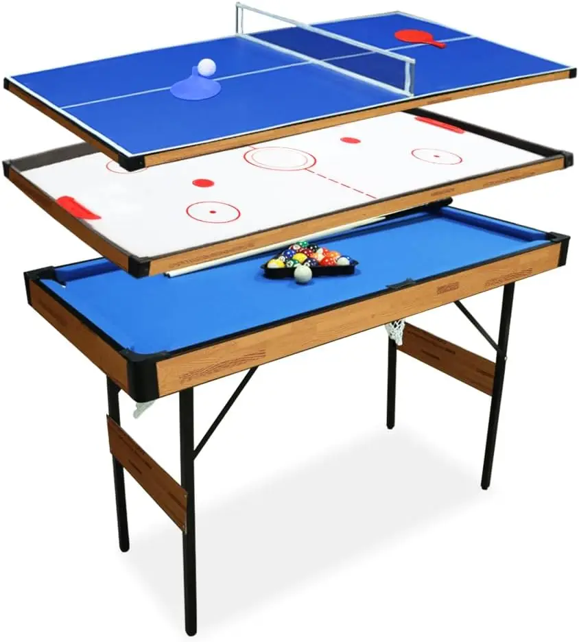 Folding Pool Table Set Mini Billiard Table Portable Table Top Snooker Game with All Accessory, Simple Assembly